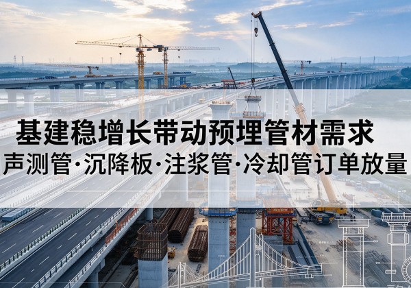 旌阳基建稳增长带动预埋监测管材需求，声测管、沉降板、注浆管订单持续放量